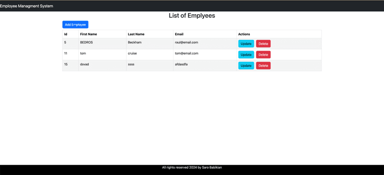 Demo App (Front-End) for Employee Management System